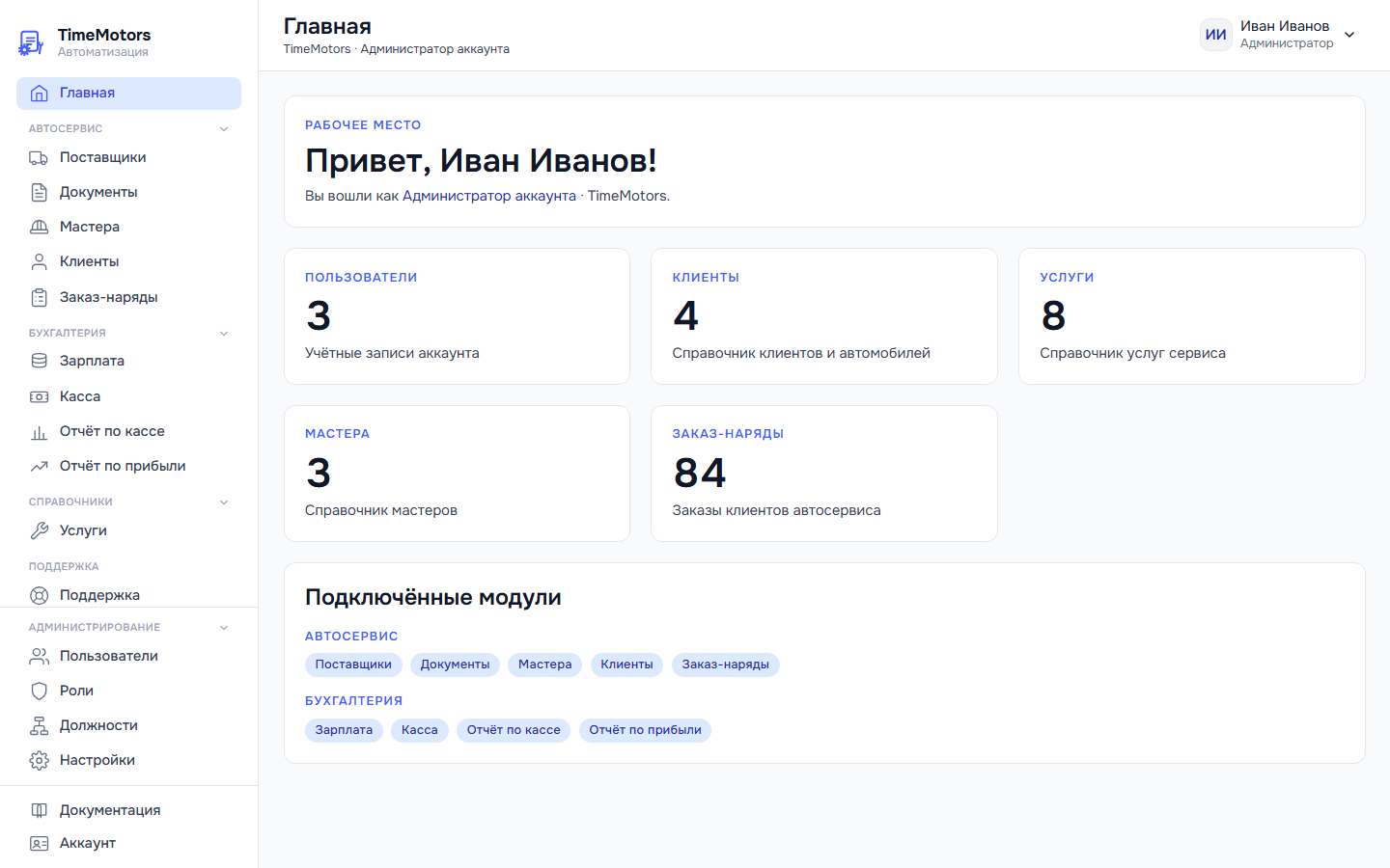 Подключённые модули
