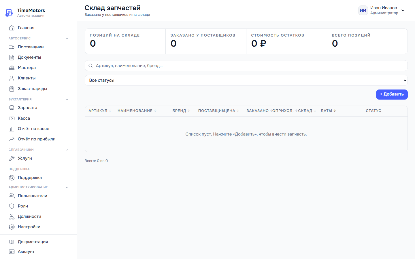 Склад запчастей